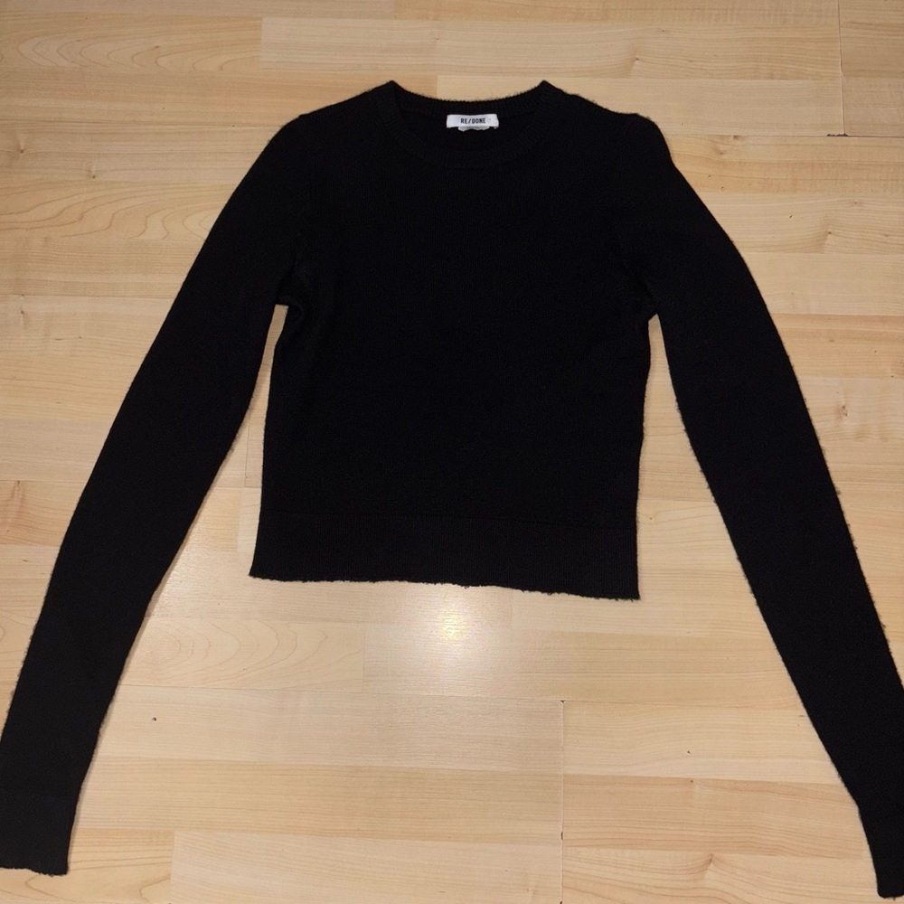 RE/DONE 100% Cashmere Crewneck Long Sleeve Top Black Small Natural Fiber Staple - Picture 5 of 14
